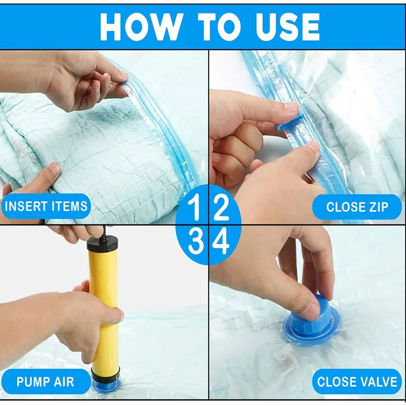 4 Pcs Vacuum Storage Bag with Hand Pump