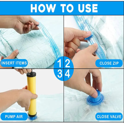 4 Pcs Vacuum Storage Bag with Hand Pump